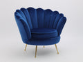 Fauteuil - Velours-Métal - 93x87x91 cm - Bleu marine-Doré - Style Art déco