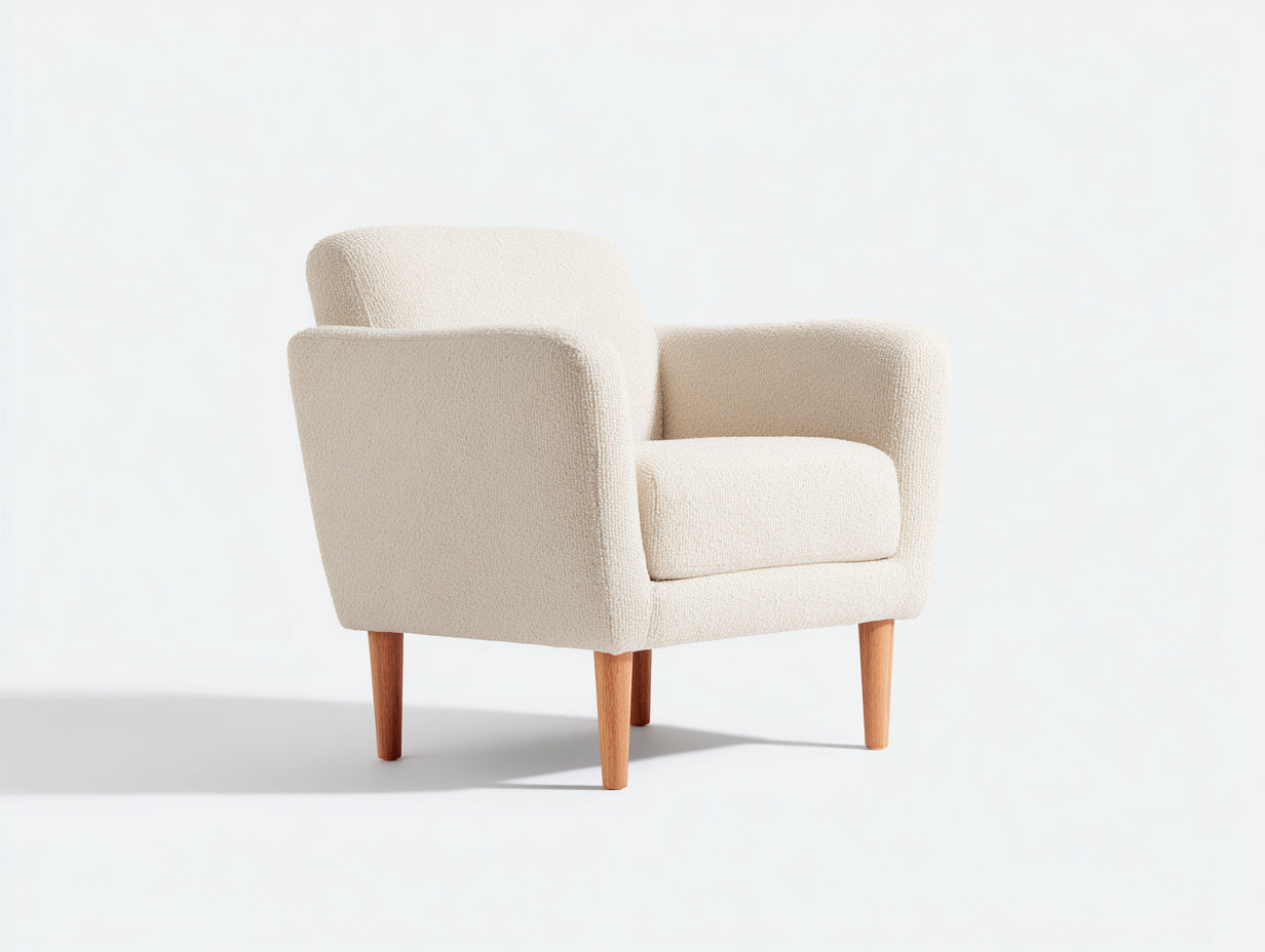 Fauteuil - Tissu - Bois - 81x79x83 cm - Crème - Style moderne