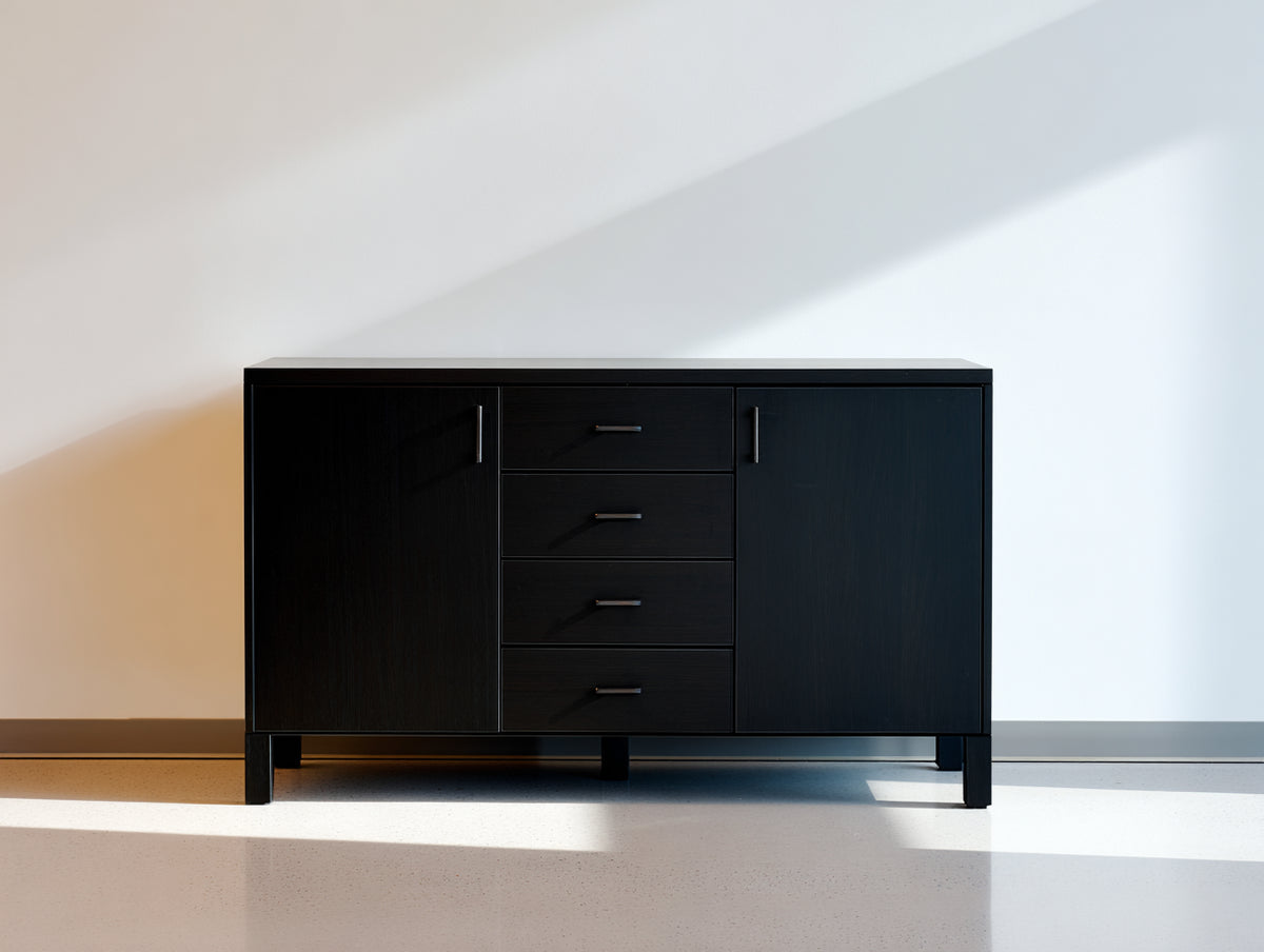 Meuble d'entrée - Bois - 160 x 40 x 80 cm - Noir - Style moderne