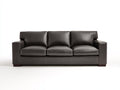 Canapé 3 places - Effet cuir - 215 x 92 x 88 cm - Brun foncé - Style contemporain