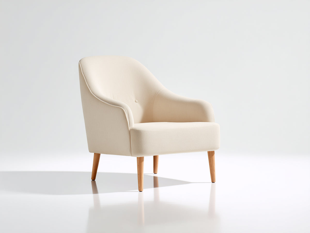 Fauteuil - Tissu-Bois - 79x77x85 cm - Crème - Style scandinave