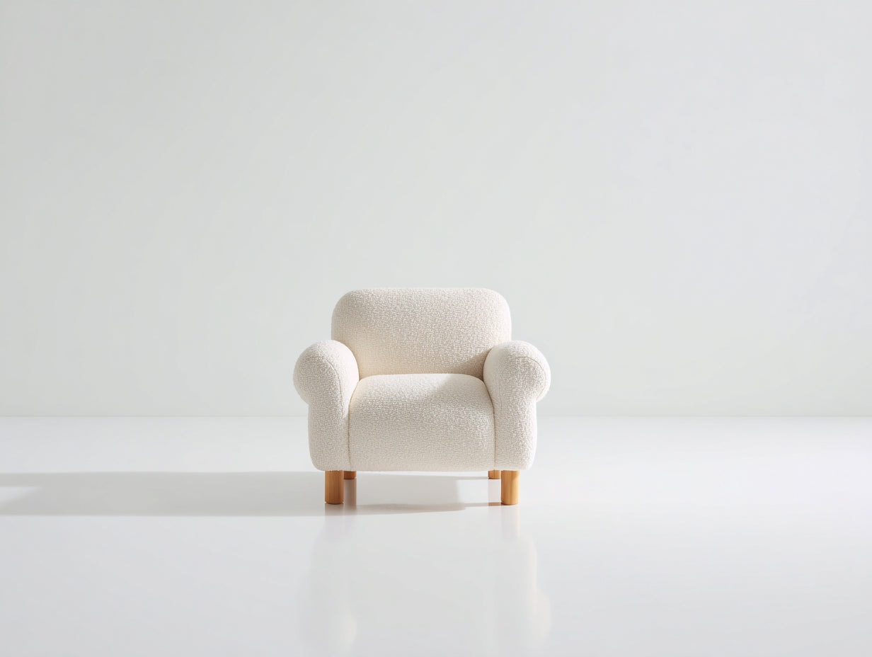 Fauteuil - Tissu - Bois - 78x76x75 cm - Beige - Style contemporain