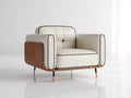 Fauteuil - Similicuir-Bois-Métal - 92x86x79 cm - Crème-Marron - Style contemporain