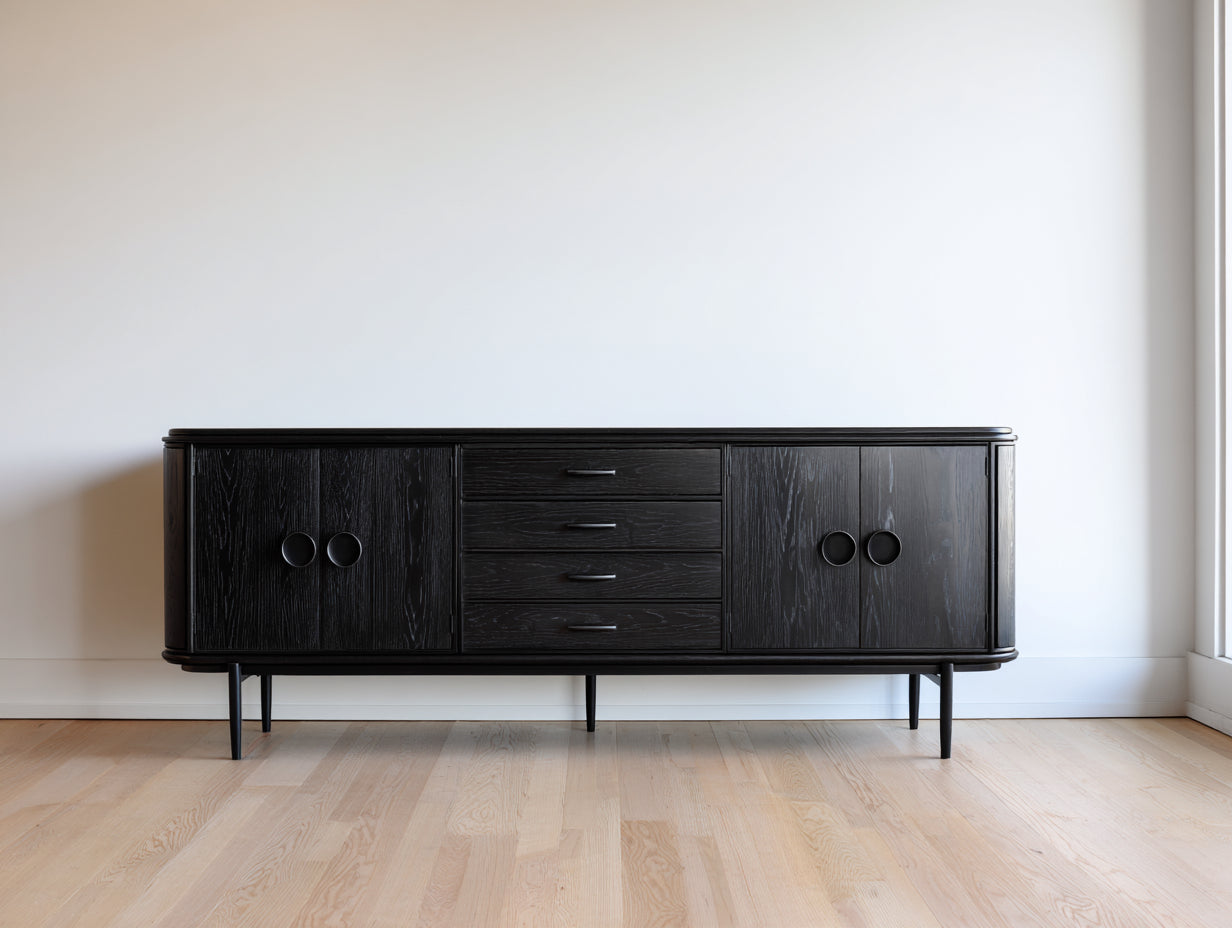 Meuble d'entrée - Bois - 200 x 45 x 75 cm - Noir - Style moderne