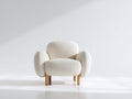 Fauteuil - Tissu - Bois - 82x78x76 cm - Beige - Style contemporain