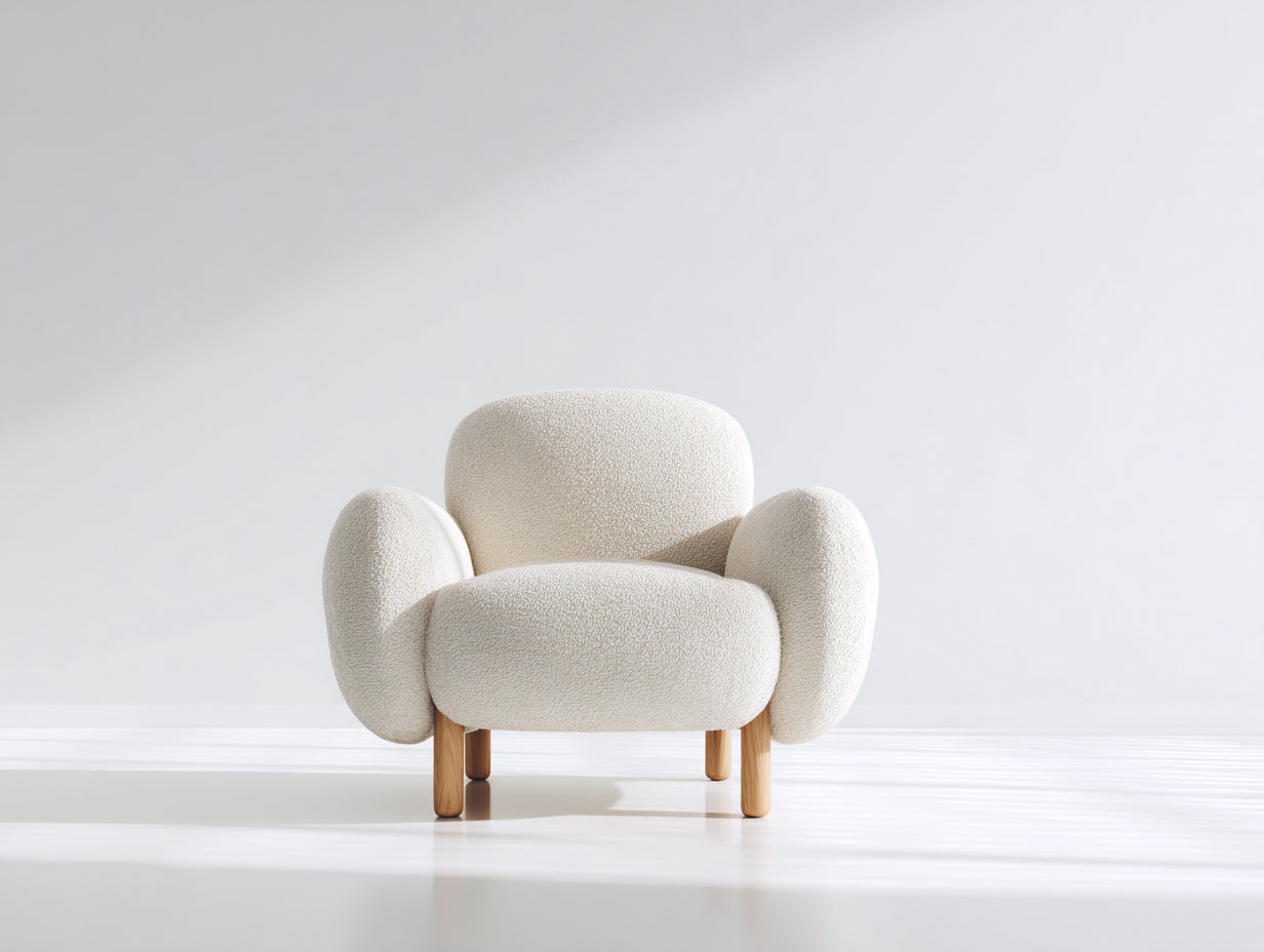 Fauteuil - Tissu - Bois - 82x78x76 cm - Beige - Style contemporain
