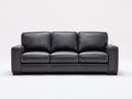 Canapé 3 places - Effet cuir - 210 x 88 x 86 cm - Gris foncé - Style contemporain