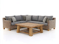 Canapé de jardin - Résine tressée-tissu-bois - 289 x 218 x 80 cm - Gris moyen-taupe-naturel - Style contemporain