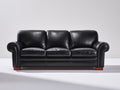 Canapé 3 places - Similicuir - Bois - 214 x 94 x 91 cm - Noir - Style classique