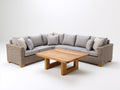 Canapé de jardin - Résine tressée-tissu-bois - 286 x 214 x 79 cm - Gris clair-taupe-naturel - Style contemporain