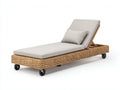 Bain de soleil - Résine tressée-Textile - 200 x 74 x 88 cm - Naturel-Beige - Style épuré avec dossier réglable et roulettes