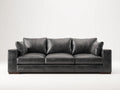 Canapé 3 places - Effet cuir - 225 x 95 x 89 cm - Gris anthracite - Style contemporain
