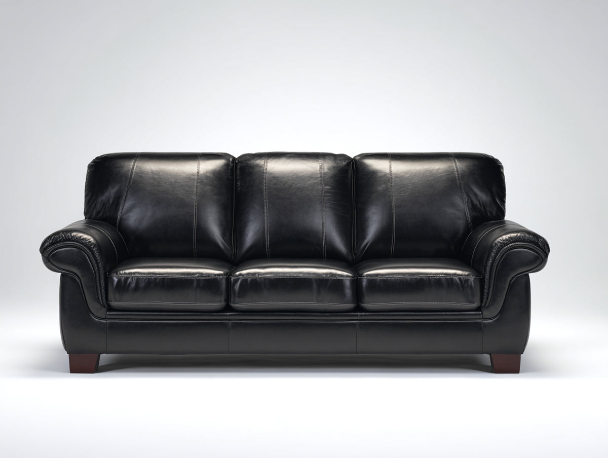 Canapé 3 places - Similicuir - Bois - 216 x 96 x 93 cm - Noir - Style classique