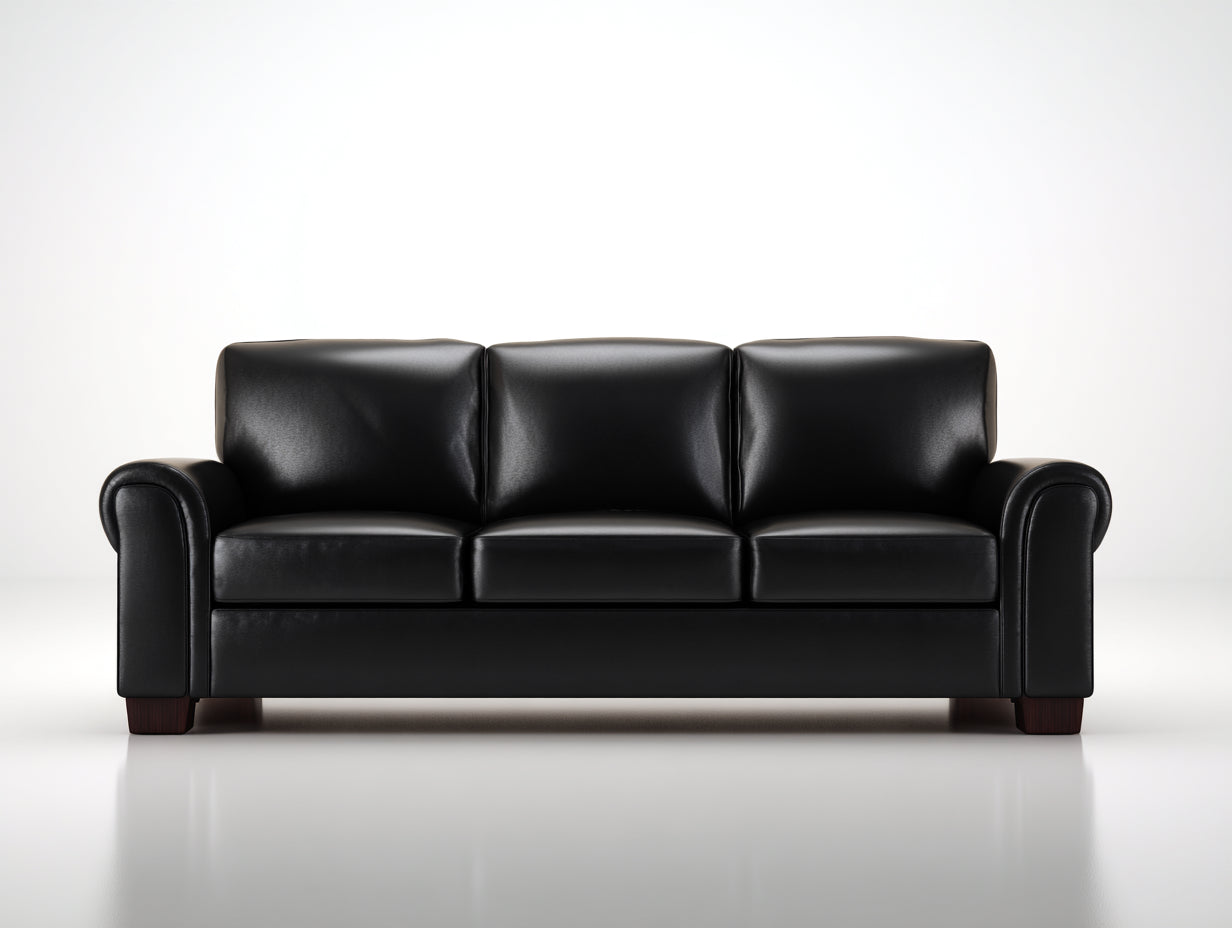Canapé 3 places - Similicuir - 208 x 91 x 89 cm - Noir - Style classique