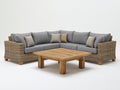 Canapé de jardin - Résine tressée-tissu-bois - 270 x 270 x 78 cm - Gris clair-naturel - Style contemporain