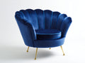 Fauteuil - Velours-Métal - 91x85x89 cm - Bleu nuit-Bleu-Doré - Style Art déco