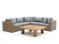 Canapé de jardin - Résine tressée-tissu-bois - 282 x 282 x 78 cm - Gris clair-naturel - Style contemporain